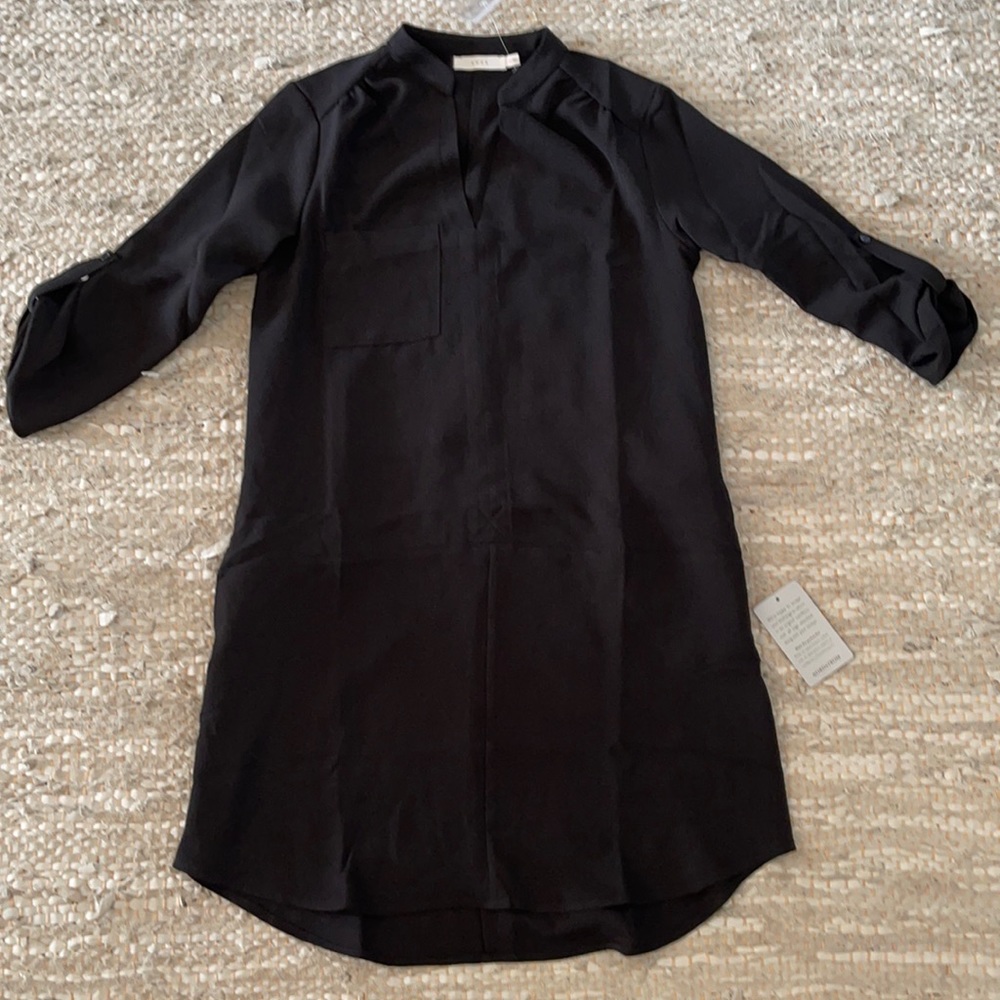 LUSH Novak 3/4 Sleeve Shift Dress Black X-Small